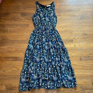 Lara Guidotti Navy Silk Patterned Maxi Dress